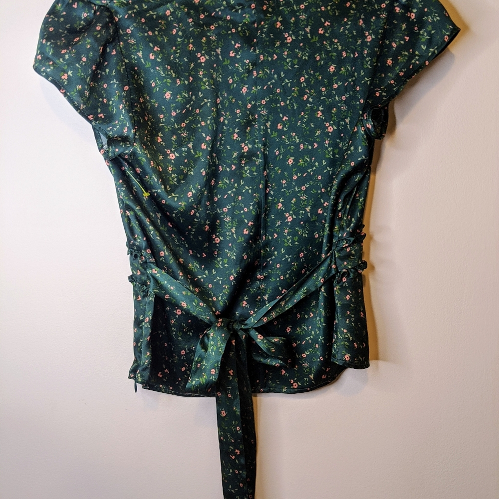 Reformation Emerald Floral V-Neck Blouse - Picture 7 of 13